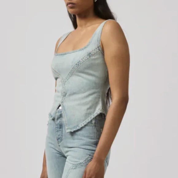 NWT Dala Denim Broken Corset Jean Top Size 28/ US Small - Picture 4 of 16